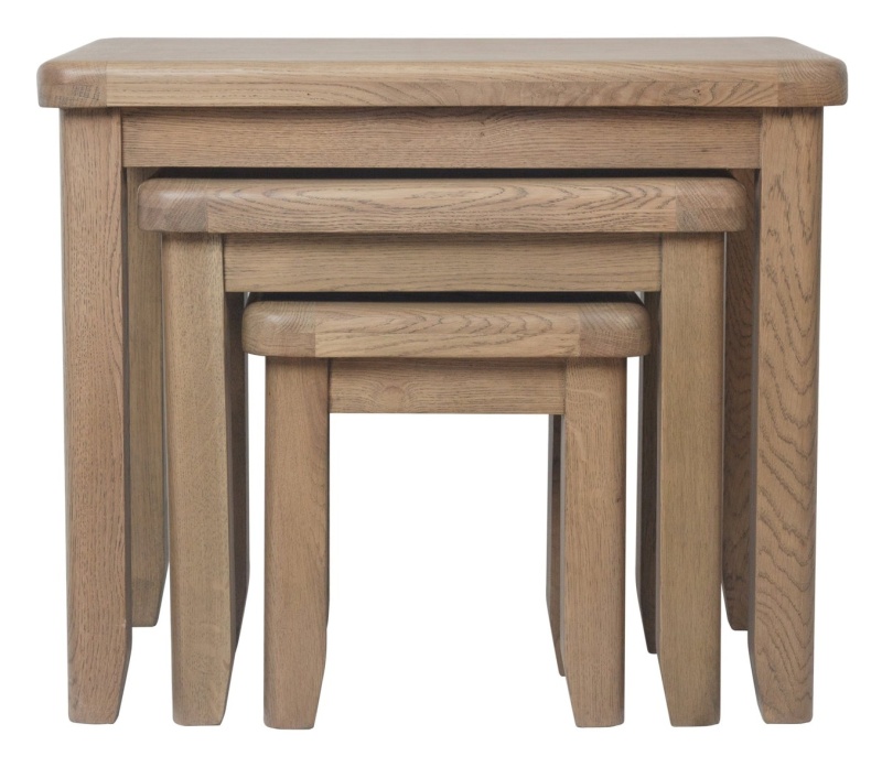 Brentham Furniture Warm Oak Nest of 3 Tables
