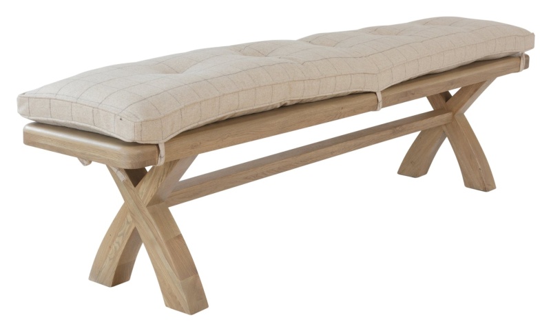 Brentham Furniture Warm Oak 2m Bench Cushion Only - Natural Check
