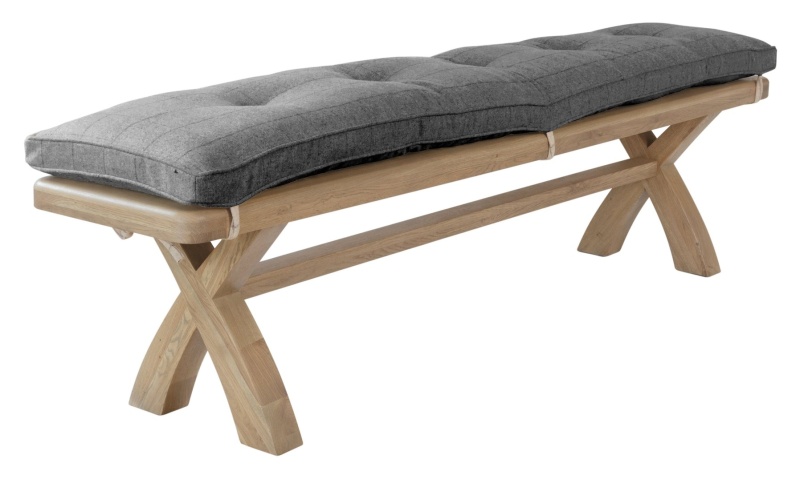Brentham Furniture Warm Oak 2m Bench Cushion Only - Grey Check