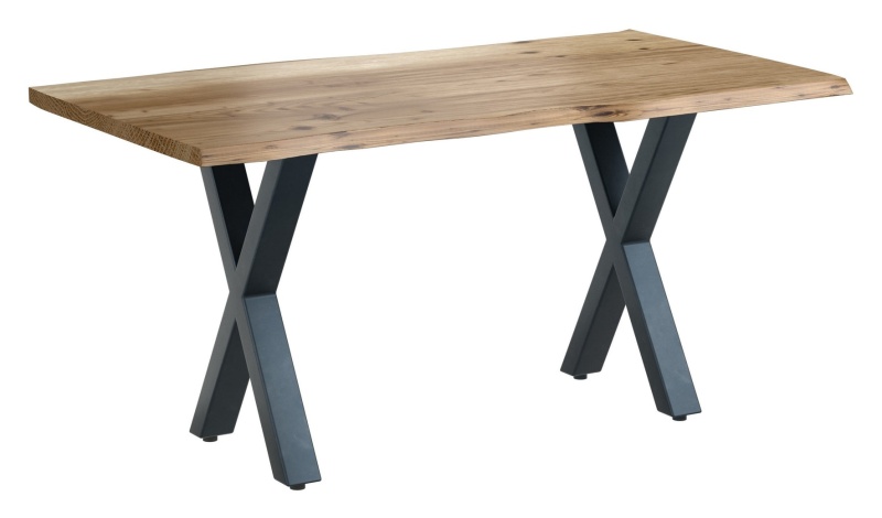 Brentham Furniture Reclaimed Natural 1.6m Dining Table With X Shaped Leg - Natural Finish