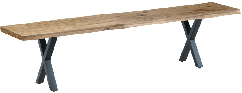 Brentham Furniture Reclaimed Natural 2m Dining Bench X Shaped Leg - Natural Finish
