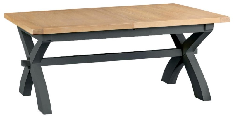 Brentham Furniture Classic Painted Oak Charcoal Cross Extending Dining Table