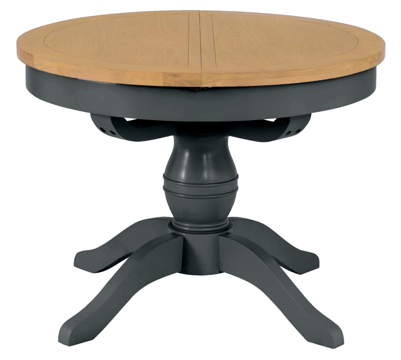 Brentham Furniture Classic Painted Oak Charcoal Round Butterfly Extending Table