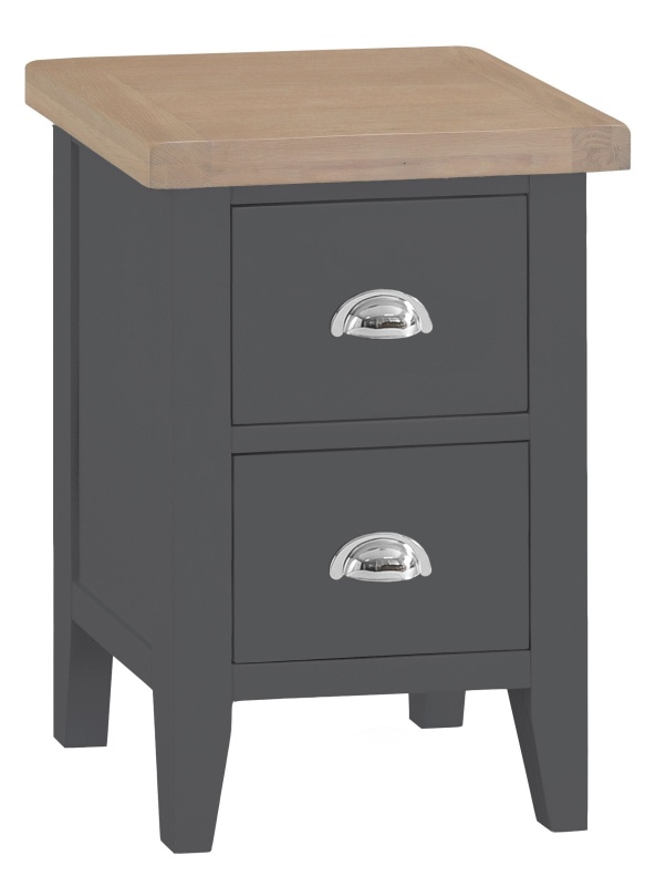 Brentham Furniture Classic Painted Oak Charcoal Small Bedside Table