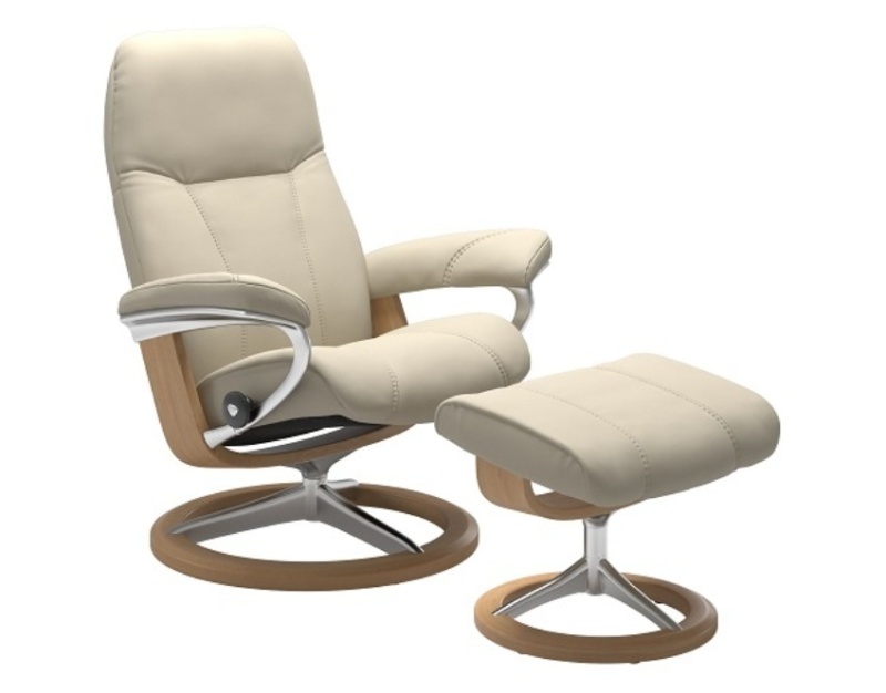 Stressless Consul chair and stool signature base with BalanceAdapt rocking function Brentham Furniture London Specialists