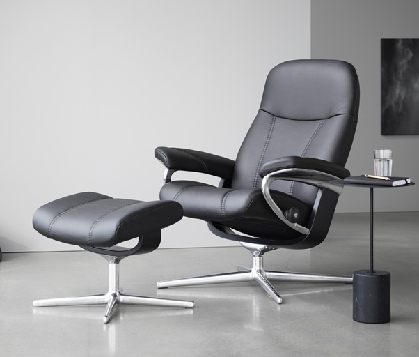 Stressless Furniture Stressless Consul Chair and Stool with Cross Base