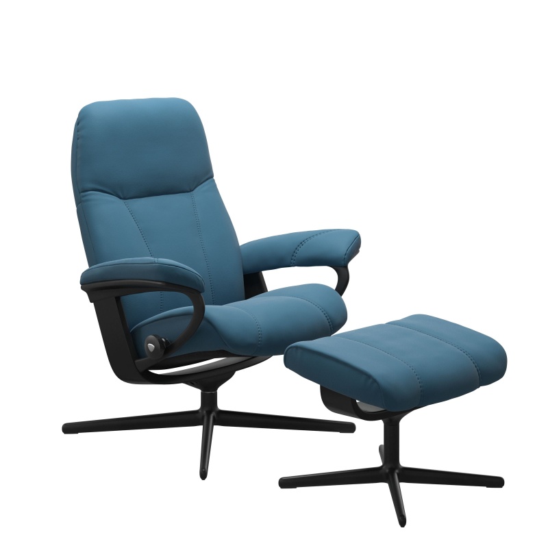 Stressless Stressless Consul Chair and Stool with Cross Base