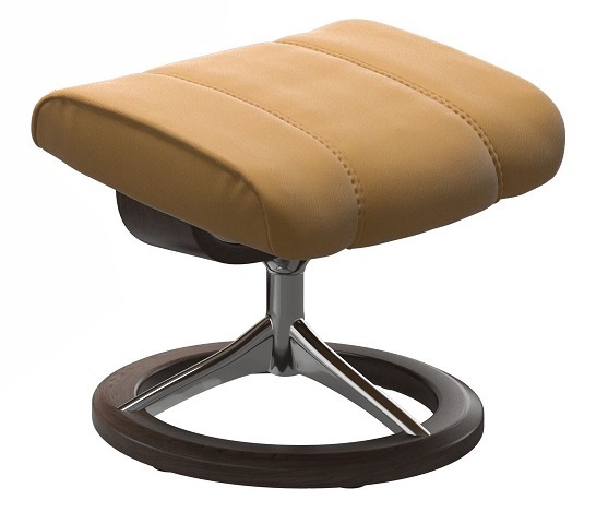 Stressless Consul Signature Base stool in tan leather with circular metal base