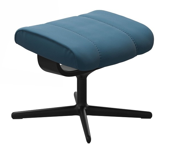 Stressless Consul Cross Base stool in blue leather with black metal star base