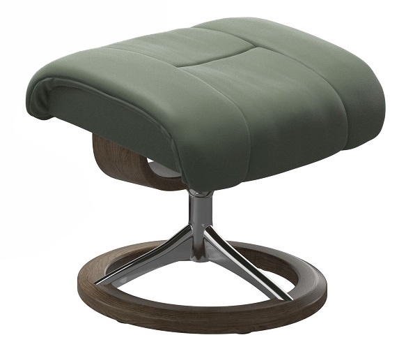 Stressless Reno footstool signature base green leather wooden ring base
