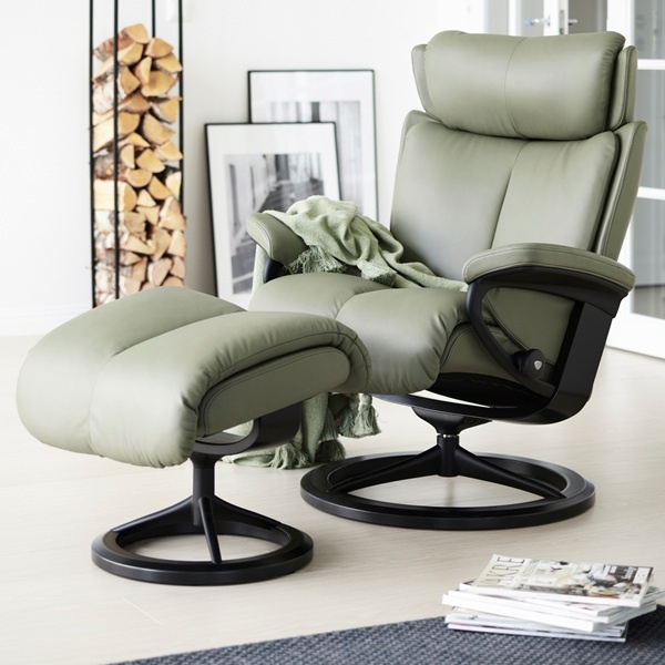 Stressless Furniture Stressless Magic Chair and Stool with Signature Base