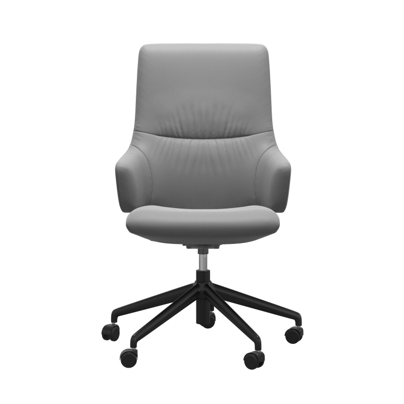 Stressless Stressless Mint High Back Office Chair With Arms - Batick Wild Dove Leather - Quick Ship!
