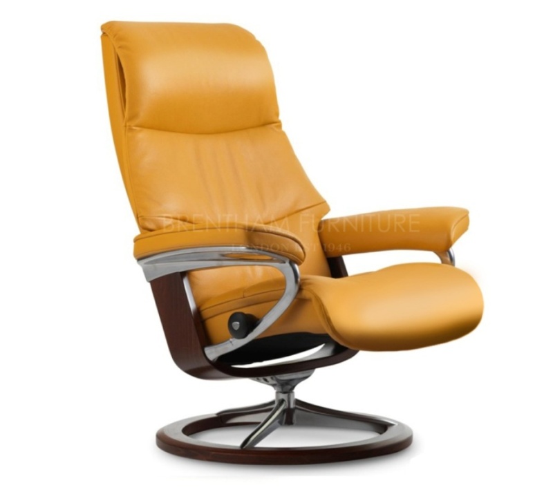 Stressless View recliner chair with Signature base in leather, chair only no stool