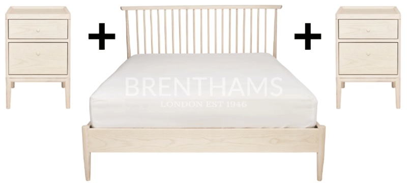 Ercol Ercol Salina Kingsize Bed + 2x Ercol Salina 2 Drawer Bedside Cabinet