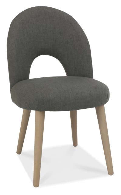 Bentley Designs Dansk Scandi Oak Upholstered Chair - Cold Steel Fabric (PAIR)