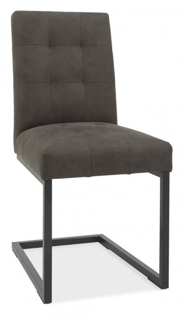 Bentley Designs Indus Upholstered Cantilever Chair - Dark Grey Fabric (PAIR)