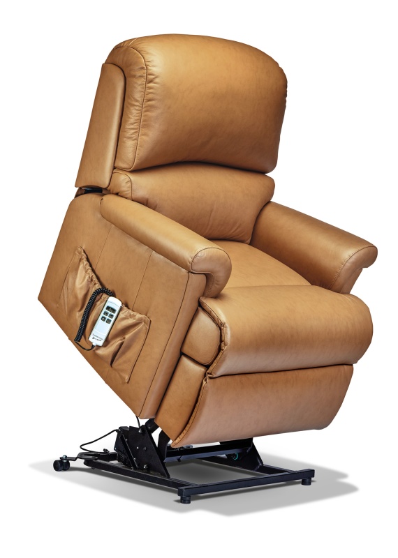 Sherborne Nevada Leather Dual Motor Riser Recliner showing the rise function