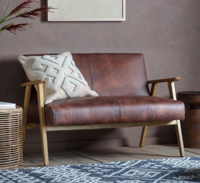 Gallery Direct Neyland 2 Seater Sofa Vintage Brown in a modern home