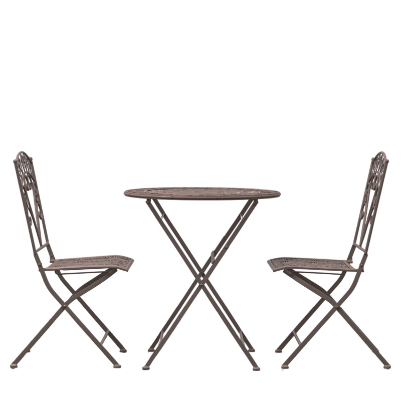Gallery Brindisi 3 piece metal folding bistro set in Noir black finish