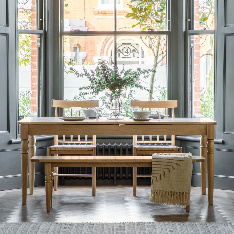 Gallery Direct Eton Extending Dining Table Natural in a contemporary dining room setting