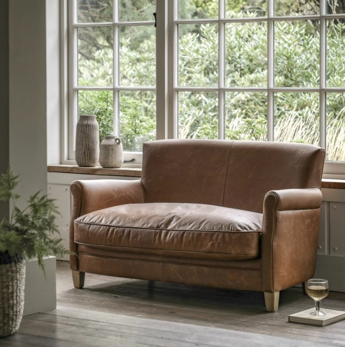 Gallery Direct Mr. Paddington Sofa Vintage Brown Leather in contemporary home