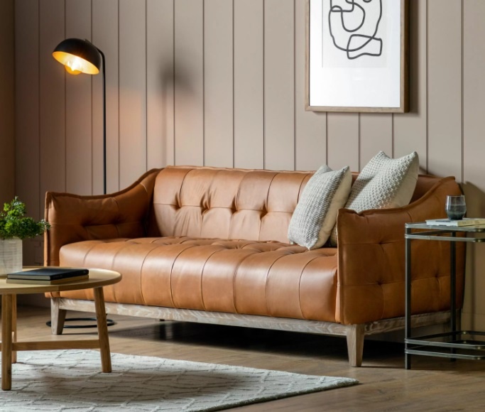 Gallery Direct Ecclestone Sofa in a home setting against a panelled wall
