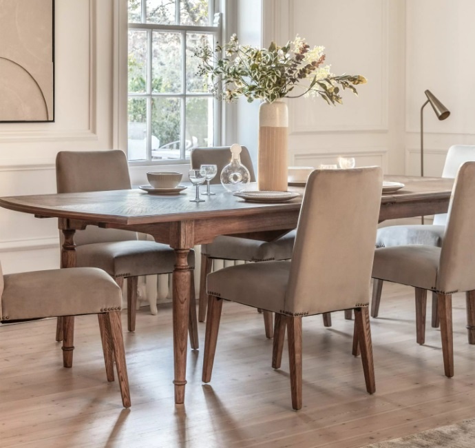 Gallery Direct Highgrove Extending Dining Table with matching chairs in a modern dining setting