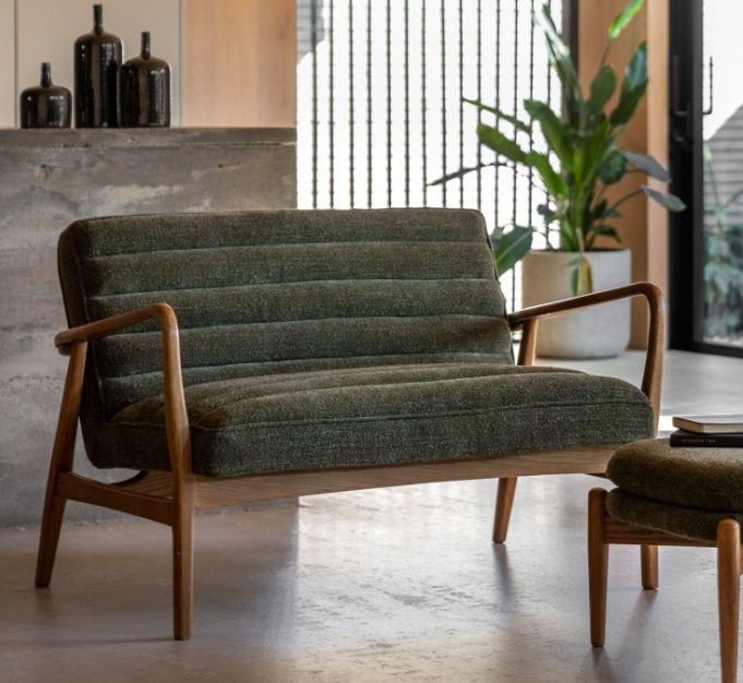 Gallery Direct Datsun 2 Seater Sofa Green Boucle life shot