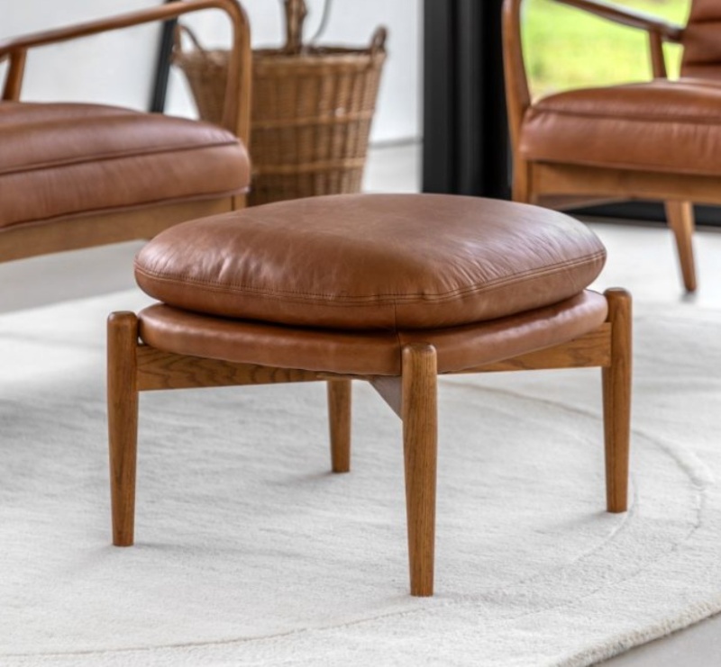 Gallery Direct Gallery Direct Datsun Footstool Vintage Brown Leather