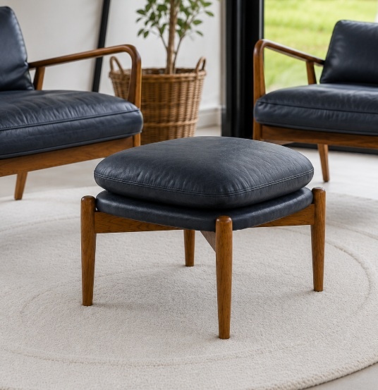 Gallery Direct Gallery Direct Datsun Footstool Antique Ebony Leather