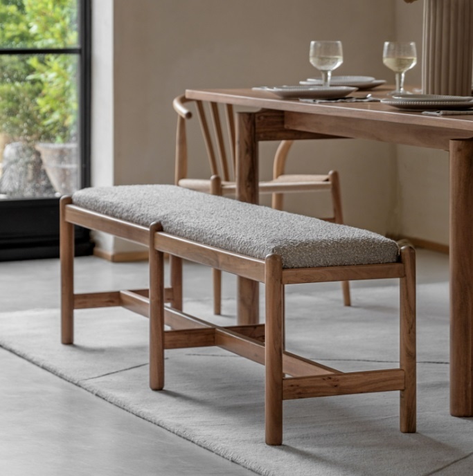 Gallery Direct Cannes Dining Bench paired with the coordinating Cannes dining table in a modern home