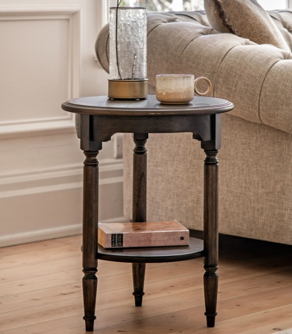 Gallery Direct Madison Side Table in a traditional home next to a biege sofa