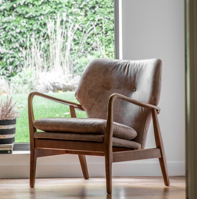 Gallery Jensen Armchair Brown Leather in a modern home