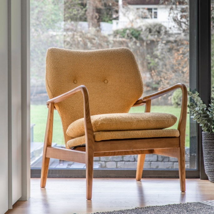 Gallery Jensen Armchair Ochre in a modern home