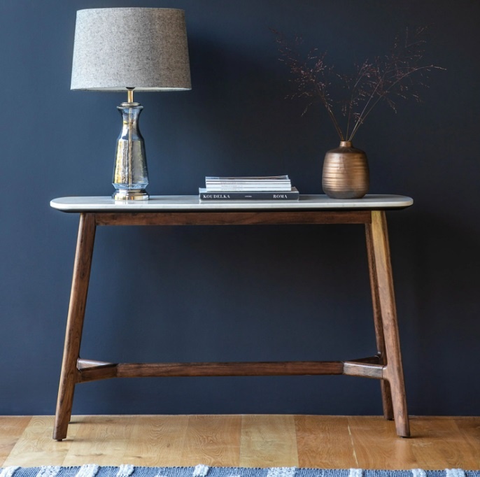 Gallery Direct Barcelona Console Table against a blue wall