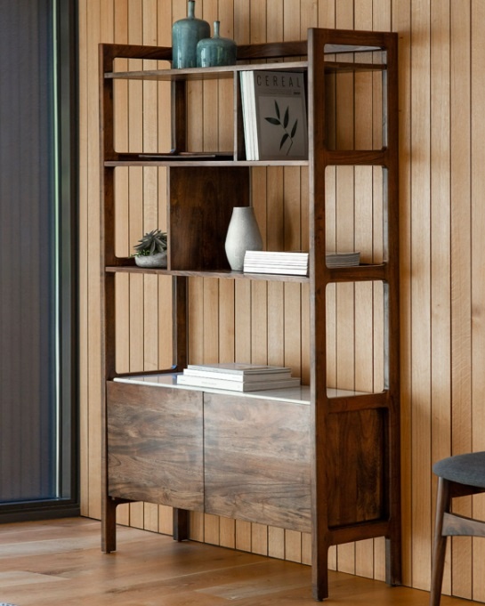 Gallery Barcelona Display Unit against a wood panelled wall