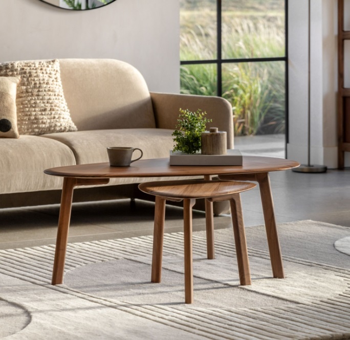Gallery Direct Madrid Coffee Table Nest Walnut in a contemporary living space