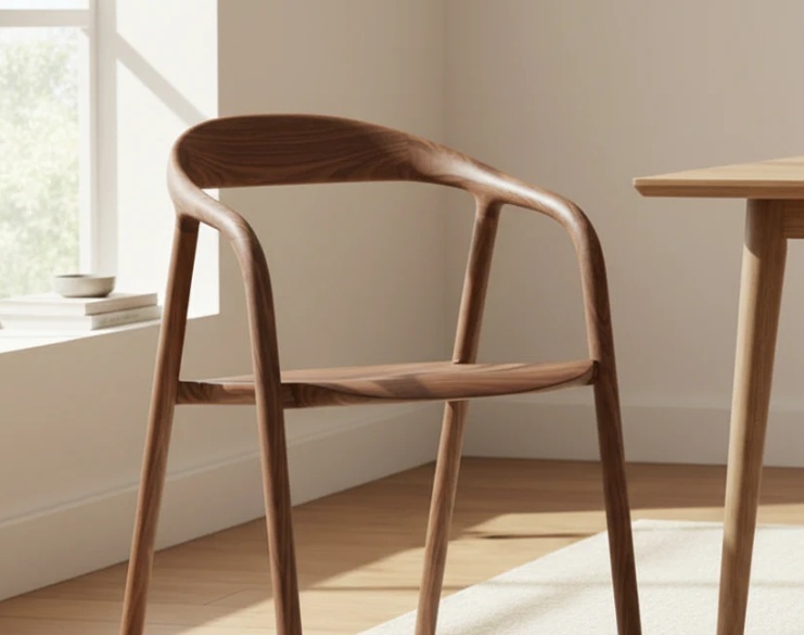 Gallery Direct Madrid walnut dining chair with curved wooden frame