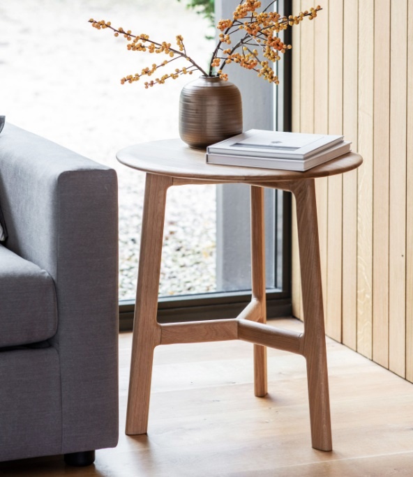 Gallery Direct Madrid Round Side Table Oak life shot