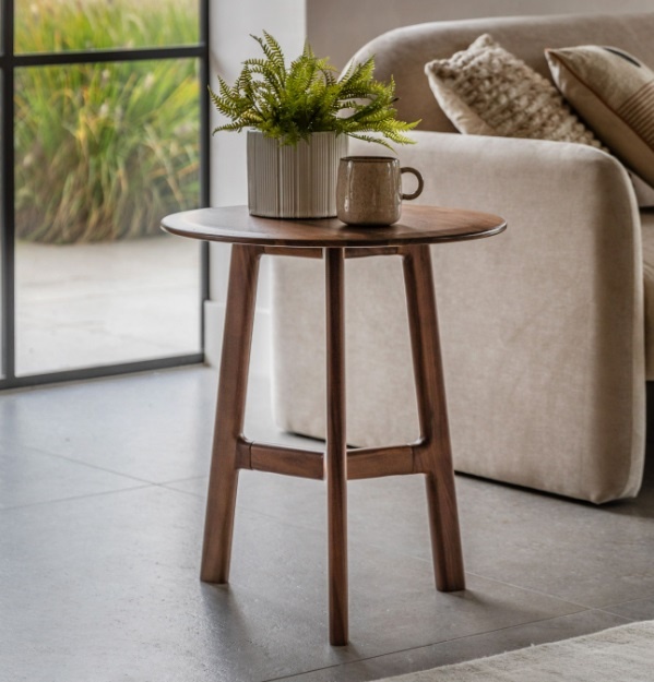 Gallery Direct Madrid Round Side Table Walnut life shot