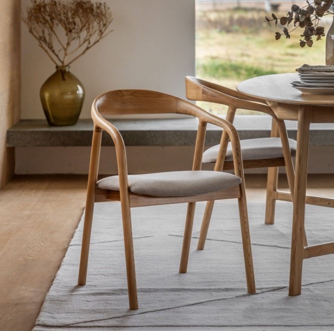 Gallery Direct Madrid Upholstered Dining Chair Oak in a contemporary dining setting