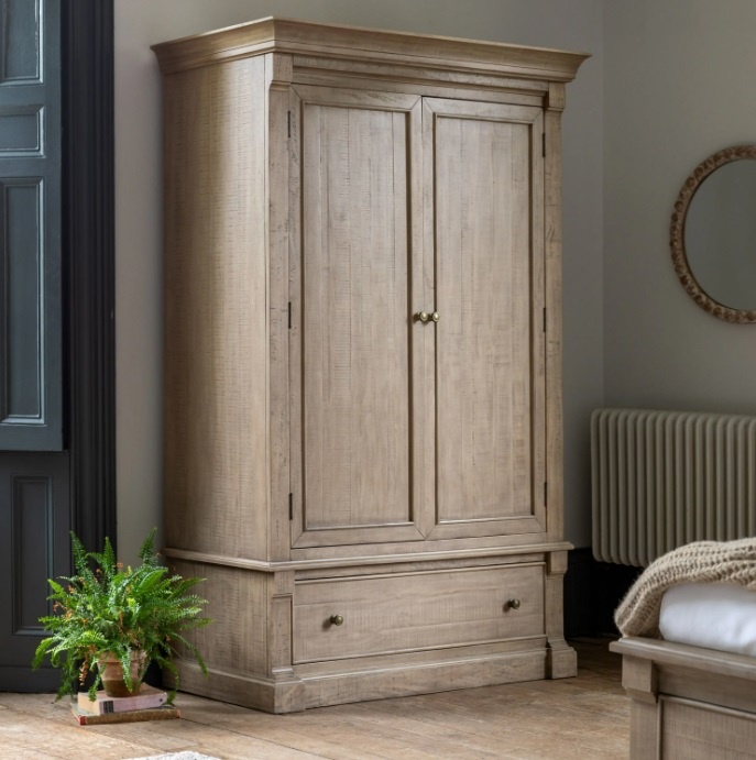 Natural wood Gallery Vancouver 2 Door Wardrobe with classic panelled doors and generous storage for modern UK bedrooms