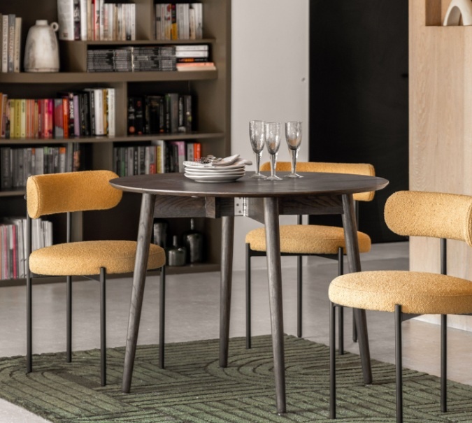 Gallery Hatfield Folding Dining Table Smoked in a modern home