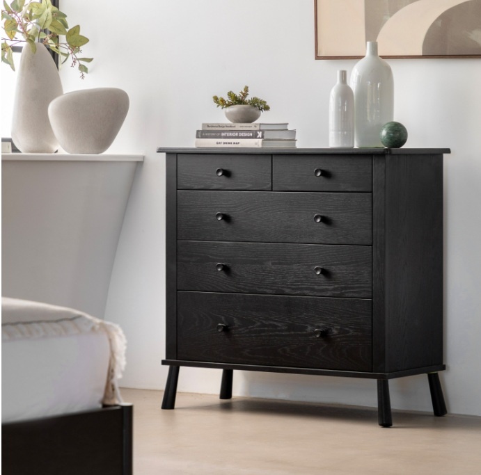 Gallery Direct Wycombe 5 Drawer Chest Black in a modern home