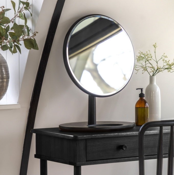 Gallery Direct Wycombe Dressing Mirror Black in a contemporary home setting