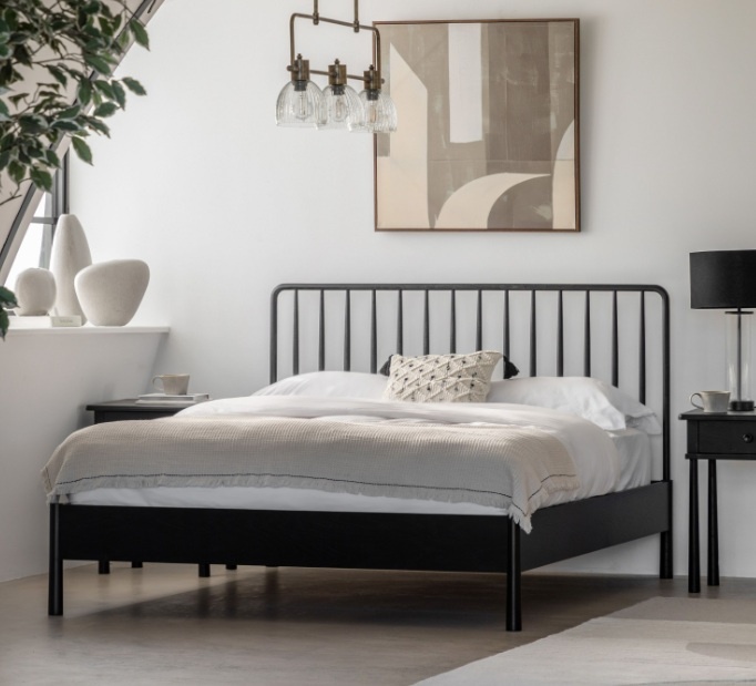 Gallery Direct Wycombe Spindle Double Bed Black in a modern home