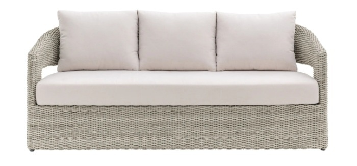 Contemporary Gallery Hvar 3 Seater Outdoor Sofa with plush light grey cushions