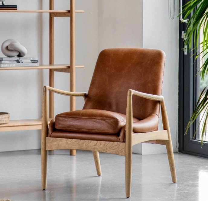 Gallery Direct Carrera Armchair Brown Leather in a modern home