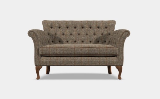 Wood Bros Knapton Compact Sofa Fast Track Delivery - Herringbone Moss with Veneto Rust Leather