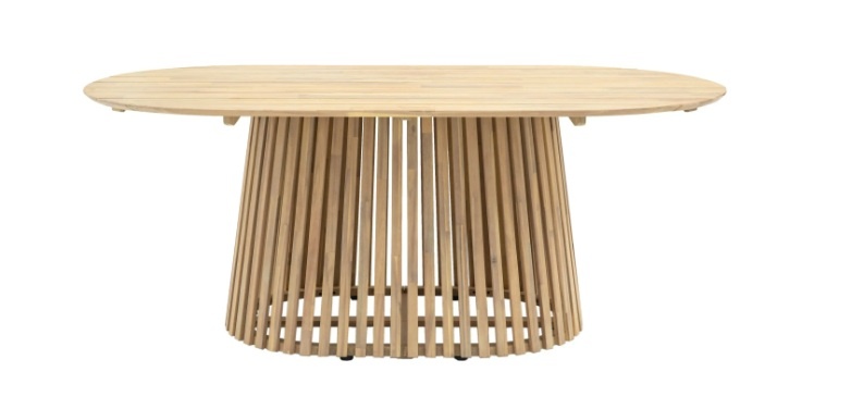 Gallery Rialto Oval Outdoor Dining Table in Natural Acacia Wood front view